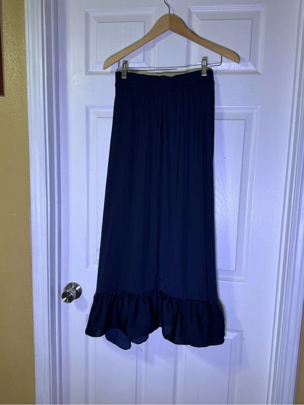 Maje Navy Ruffled High-Low Skirt - Picture 3 of 8